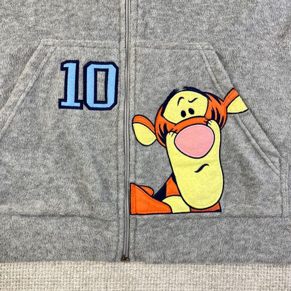 Disney Tigger Hoodie Jacket Fleece Women's Medium Full Zip Gray Winnie The Pooh - Picture 2 of 7
